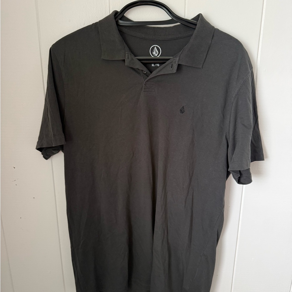 Volcom Men’s Charcoal Polo with Embroidered Logo